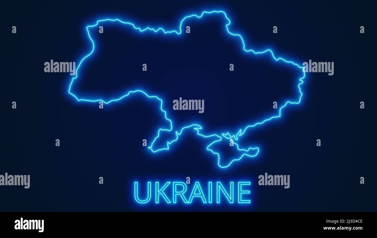 Ukraine glow map illustration. Rendering image and part of a series. Stock Photo