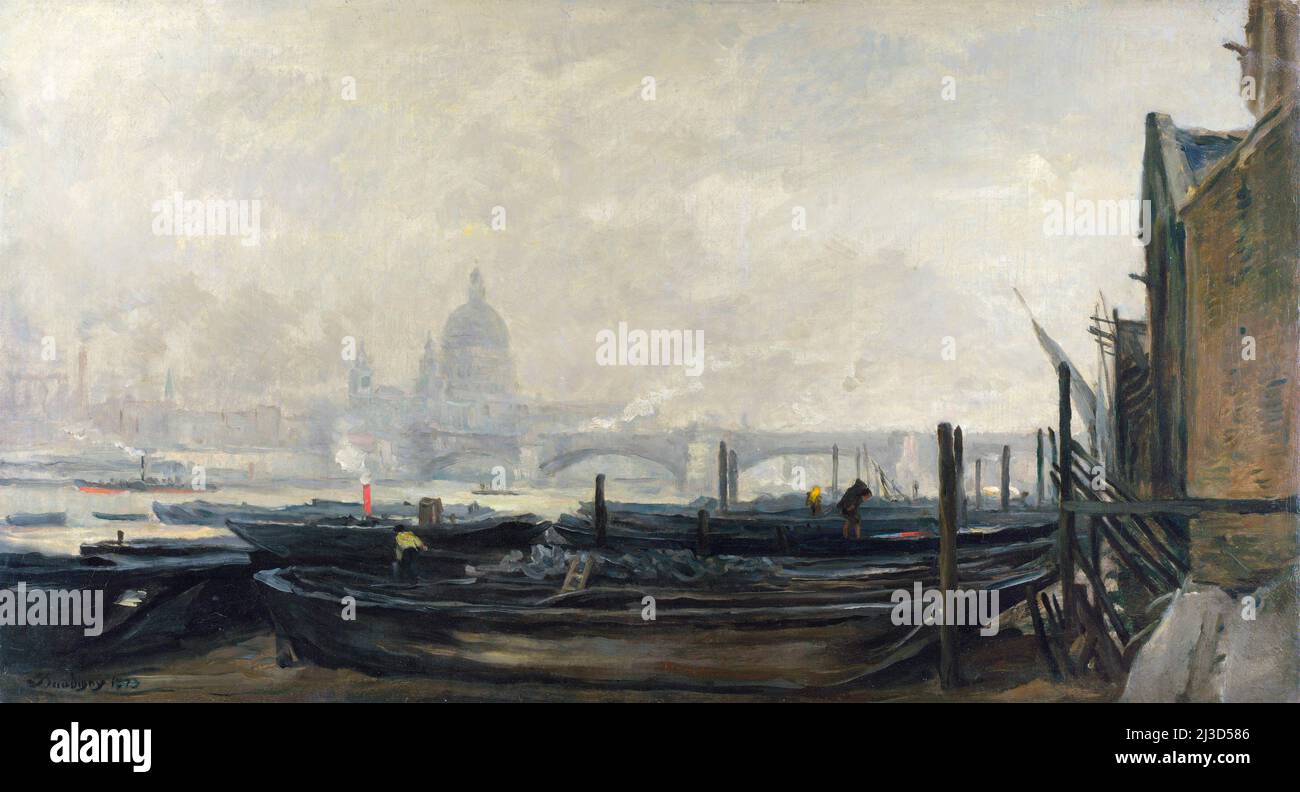St Paul's from the Surrey Side by the French artist, Charles-François Daubigny (1817-1878), oil on canvas, 1870-73 Stock Photo
