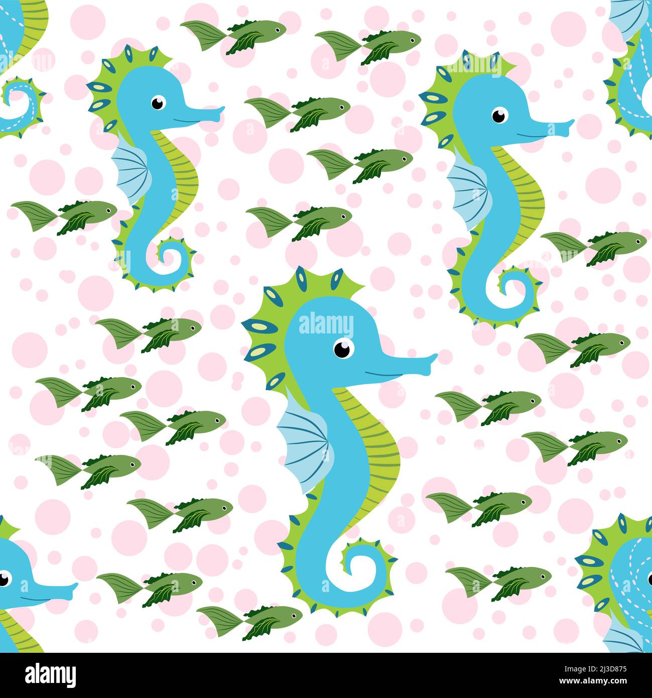 Seahorse and starfish seamless pattern. Sea life summer background ...