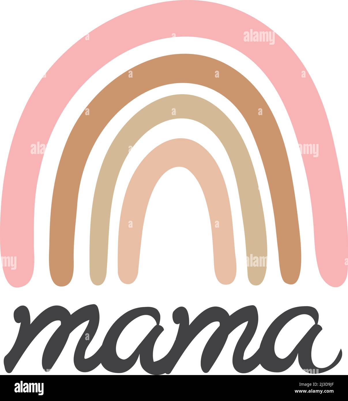 vector illustration of a rainbow with Mama text, words Stock Vector