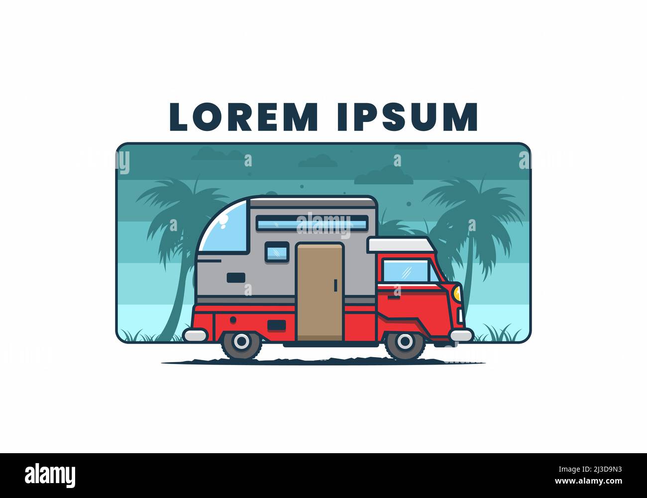 custom camper car flat illustration design Stock Vector Image & Art - Alamy
