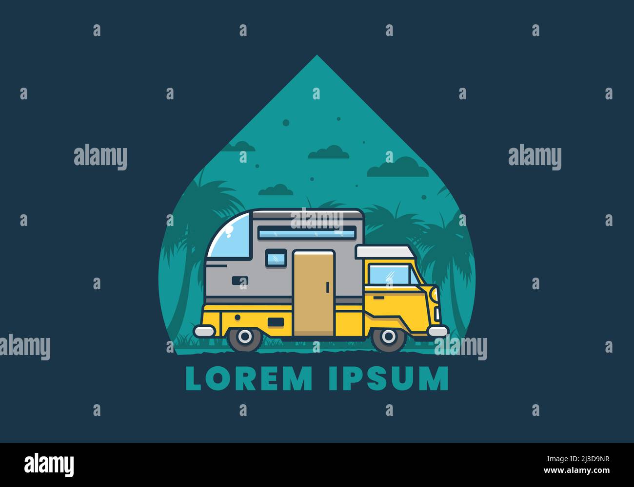 custom camper car flat illustration design Stock Vector Image & Art - Alamy