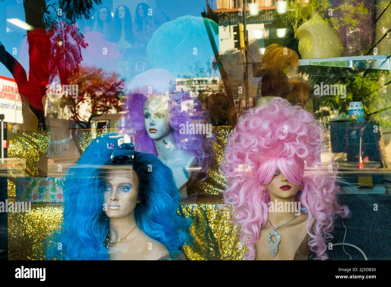 Wig shop. Hollywood Boulevard, Los Angeles, California, United States