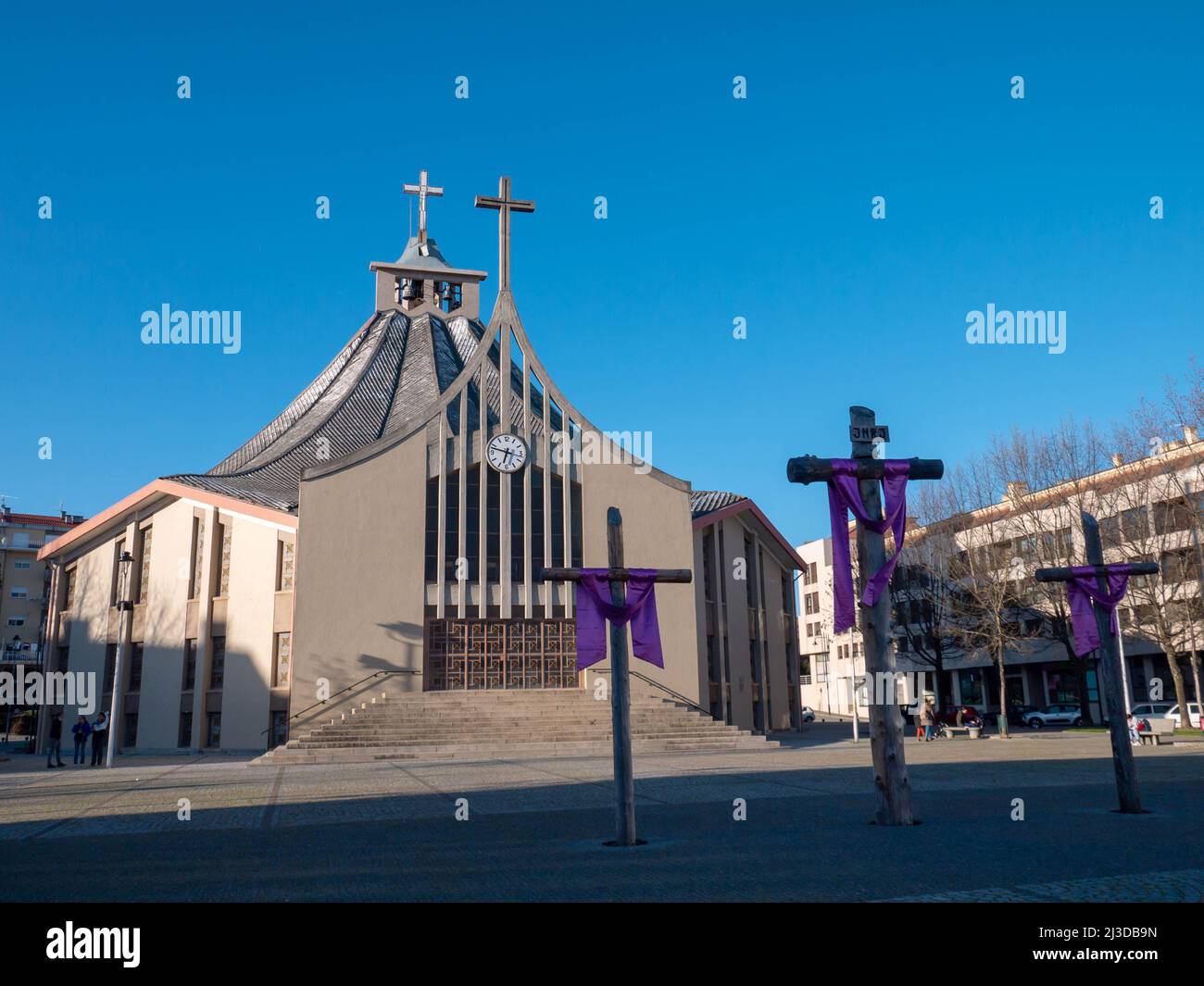VILA REAL, PORTUGAL - April 02, 2022:  Igreja da Nossa Senhora da Conceicao cathedral in Vila Real, Portugal. Stock Photo