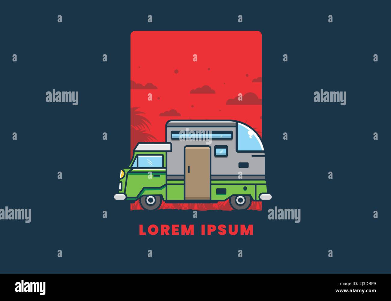 custom camper car flat illustration design Stock Vector Image & Art - Alamy