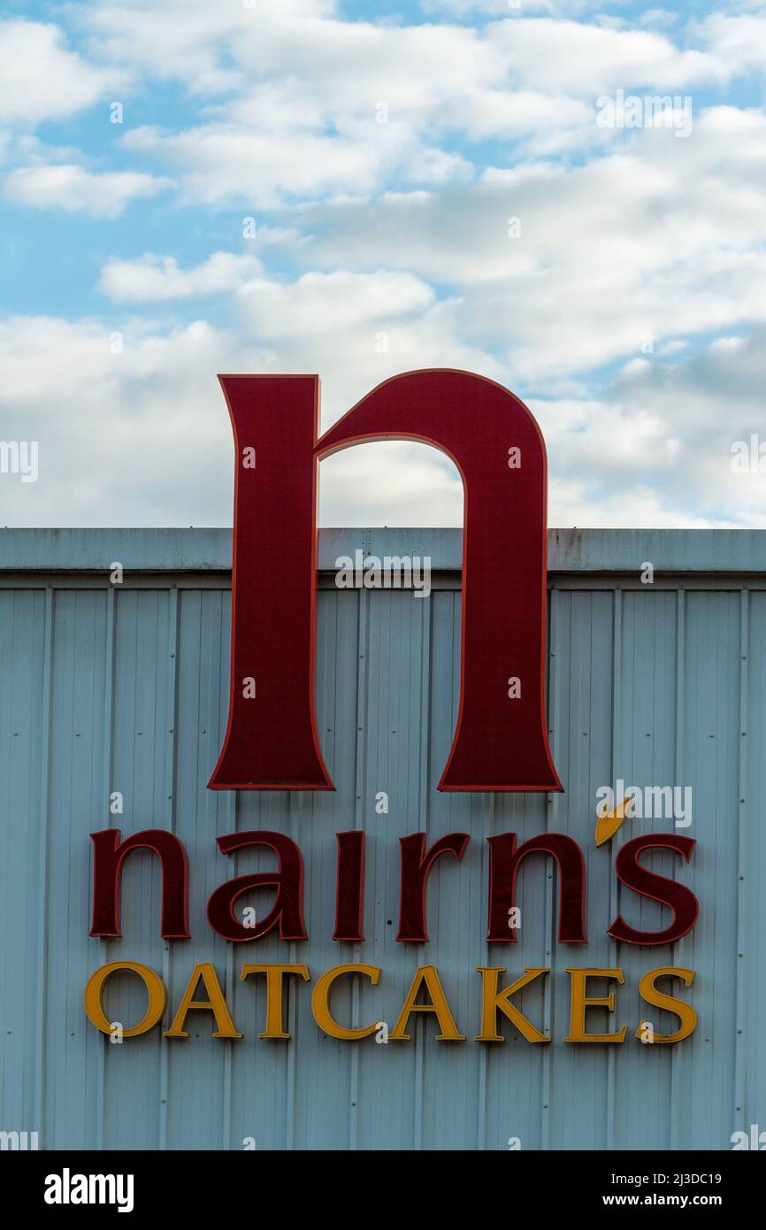 Nairn's Oatcakes sign on the front of the building, Edinburgh, Scotland, UK Stock Photo