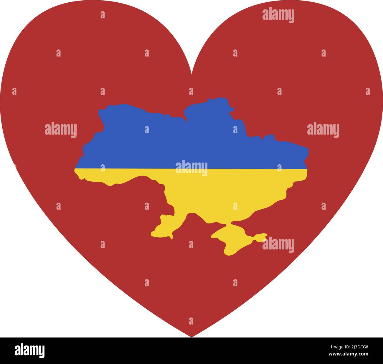 Stop War in Ukraine concept vector illustration. Heart, love for Ukraine, Ukrainian flag and map illustration. Save Ukraine from Russia. Vector illustration Stock Vector