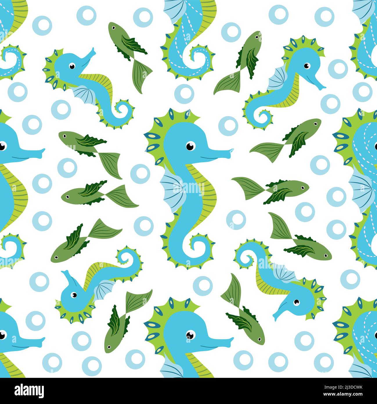 Seahorse and starfish seamless pattern. Sea life summer background ...