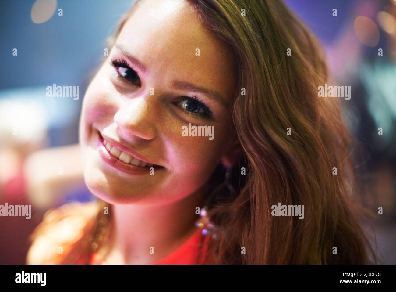 She got such a gorgeous smile. Cropped portrait of an attractive young brunette. Stock Photo