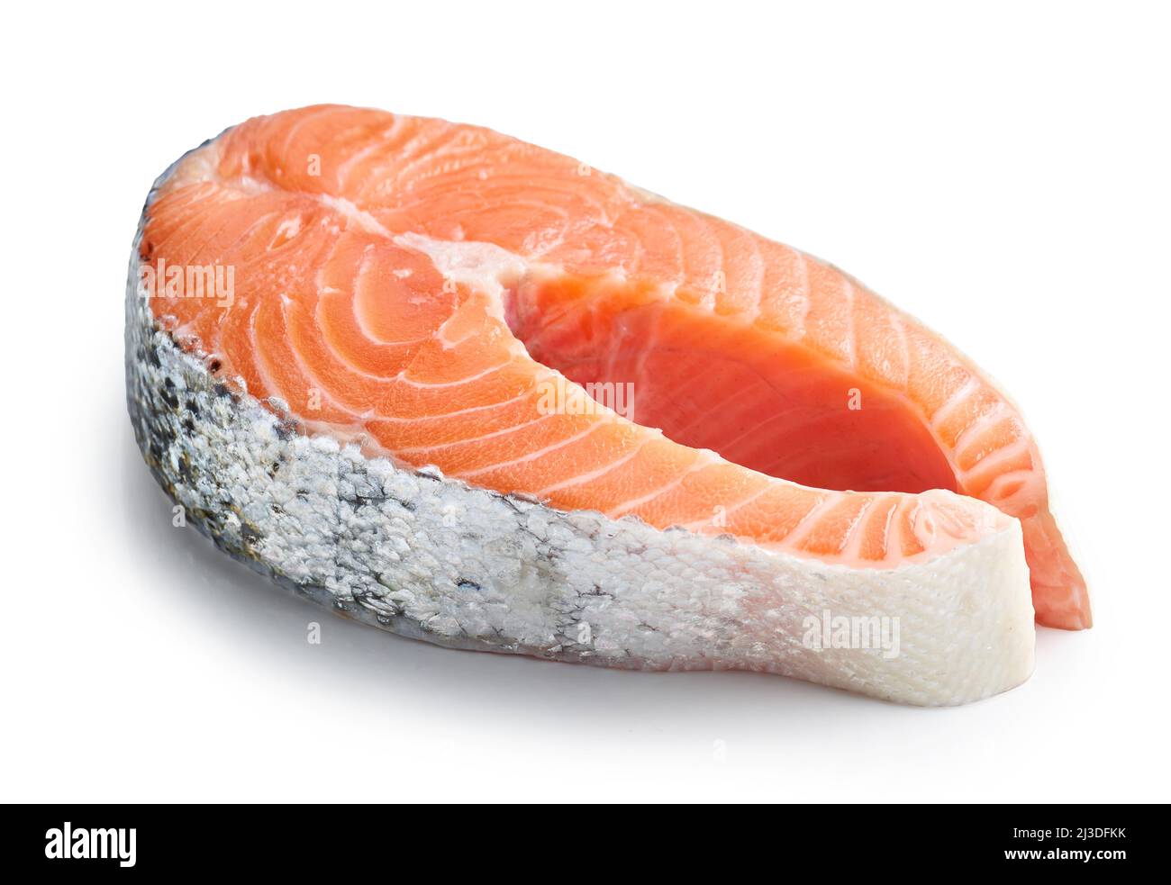 fresh raw salmon steak isolated on white background Stock Photo - Alamy