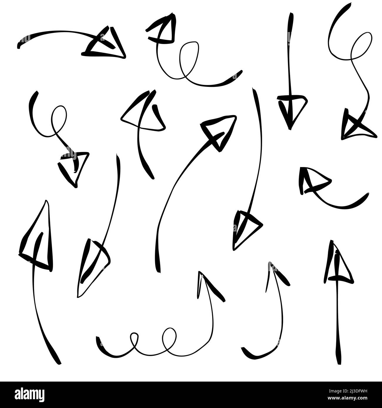 Vector set of doodle hand drawn chalk arrows Stock Vector