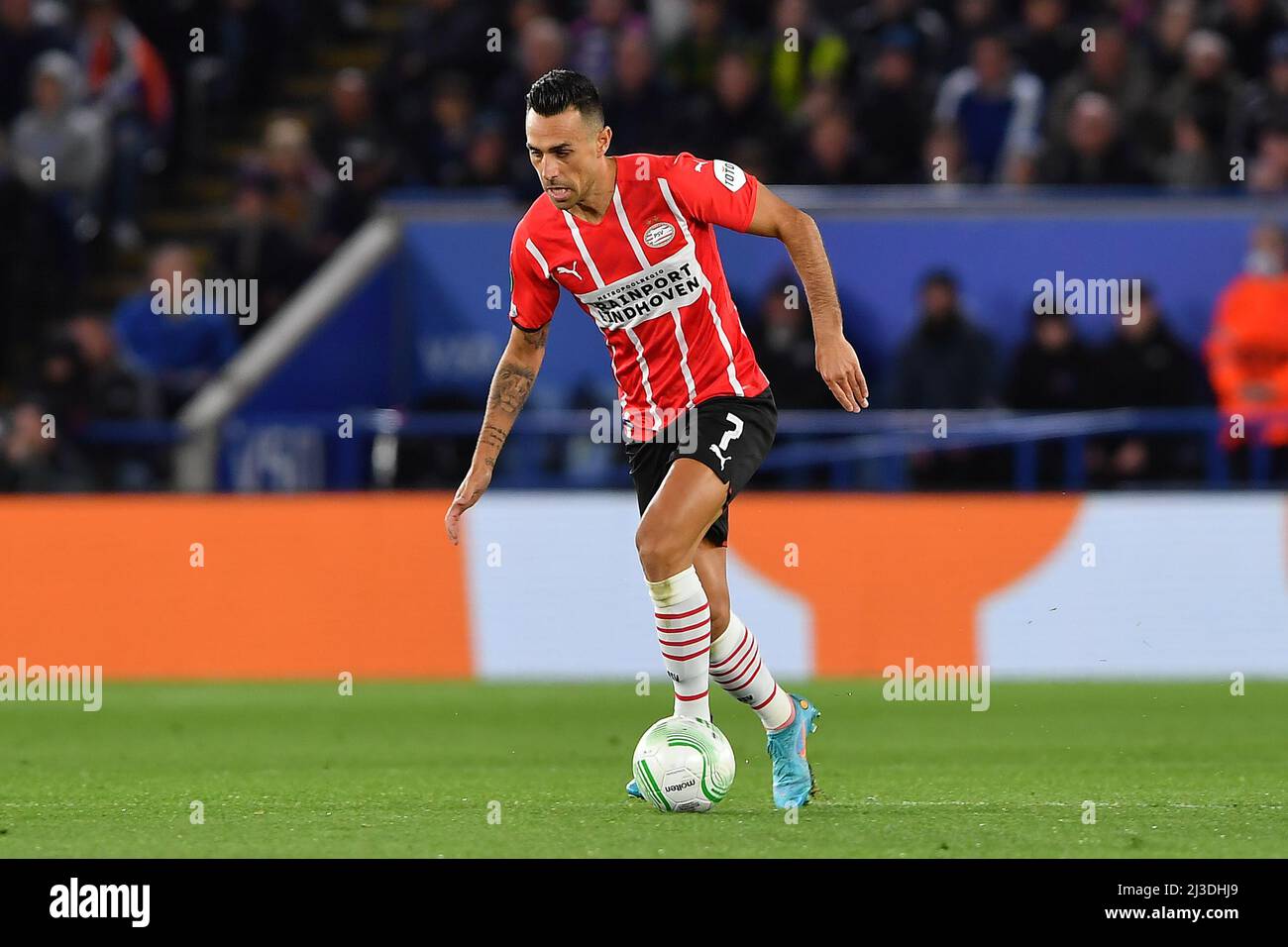 LEICESTER, UK. APR 7TH Eran Zahavi of PSV Eindhoven during the UEFA Europa Conference Quarter Final match between Leicester City and PSV Eindhoven at the King Power Stadium, Leicester on Thursday 7th April 2022. (Credit: Jon Hobley | MI News) Credit: MI News & Sport /Alamy Live News Stock Photo
