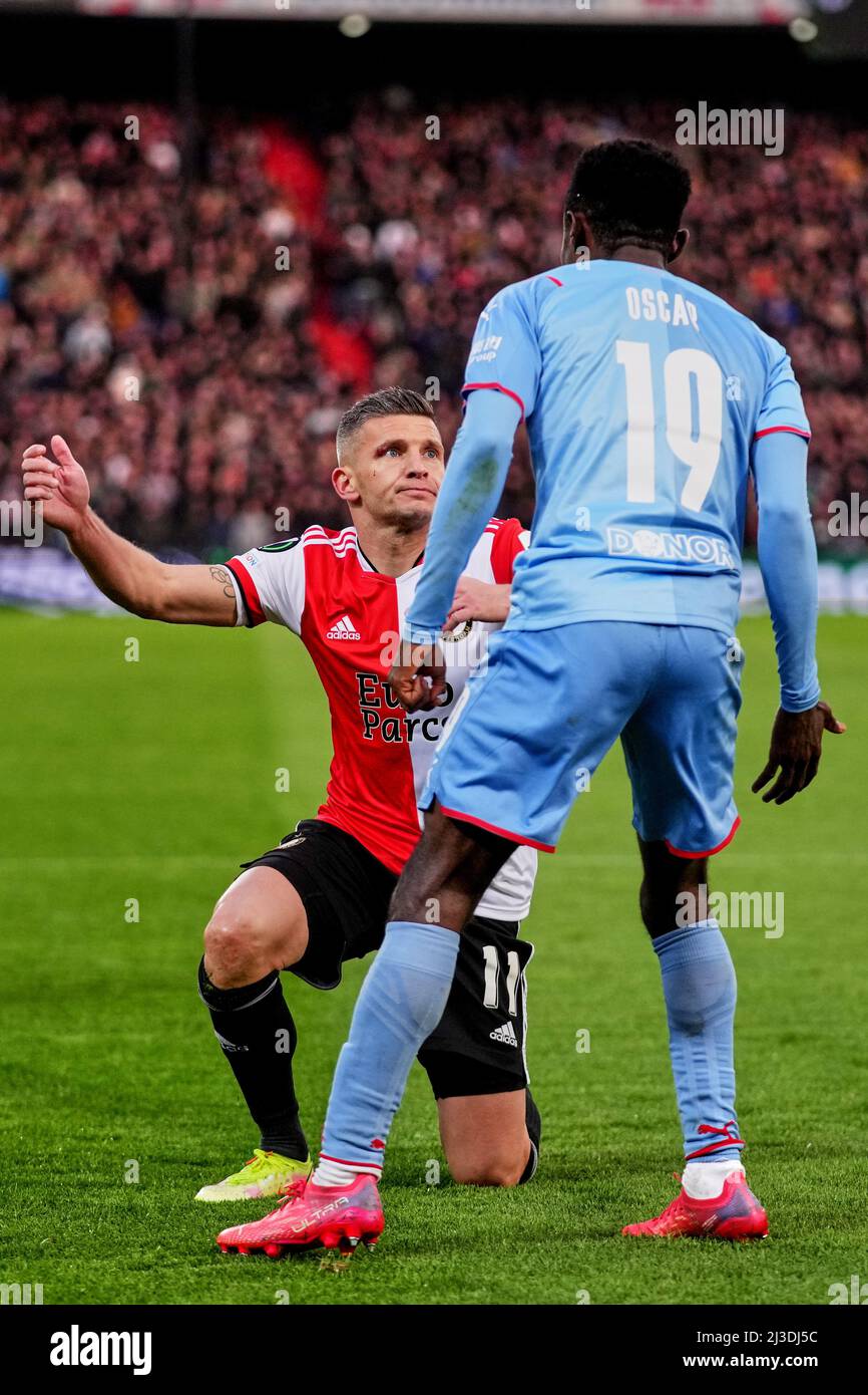 BUDAPEST, HUNGARY - AUGUST 4: Miha Blazic of Ferencvarosi TC controls the  ball during the UEFA Champions League Third Qualifying Round 1st Leg match  between Ferencvarosi TC and SK Slavia Praha at