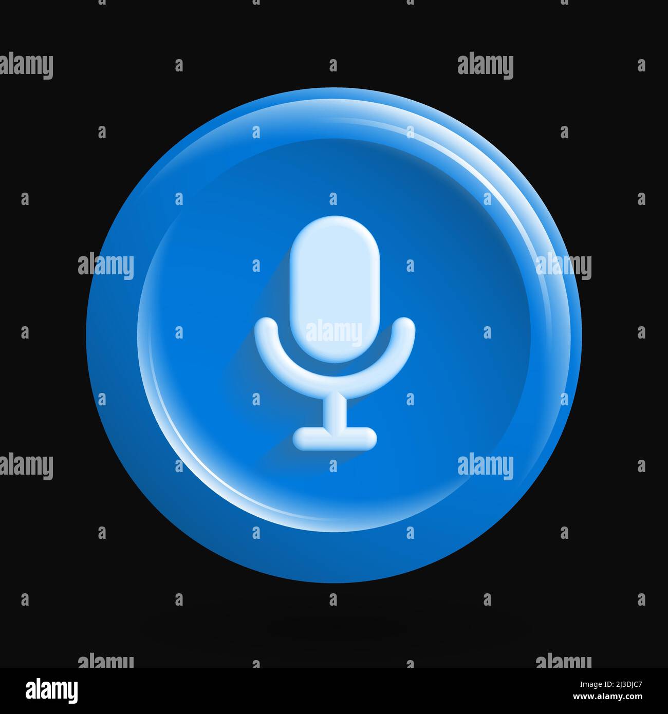 Round Microphone Icon. Blue Icon Set. Isolated App Button. Vector illustration Stock Vector