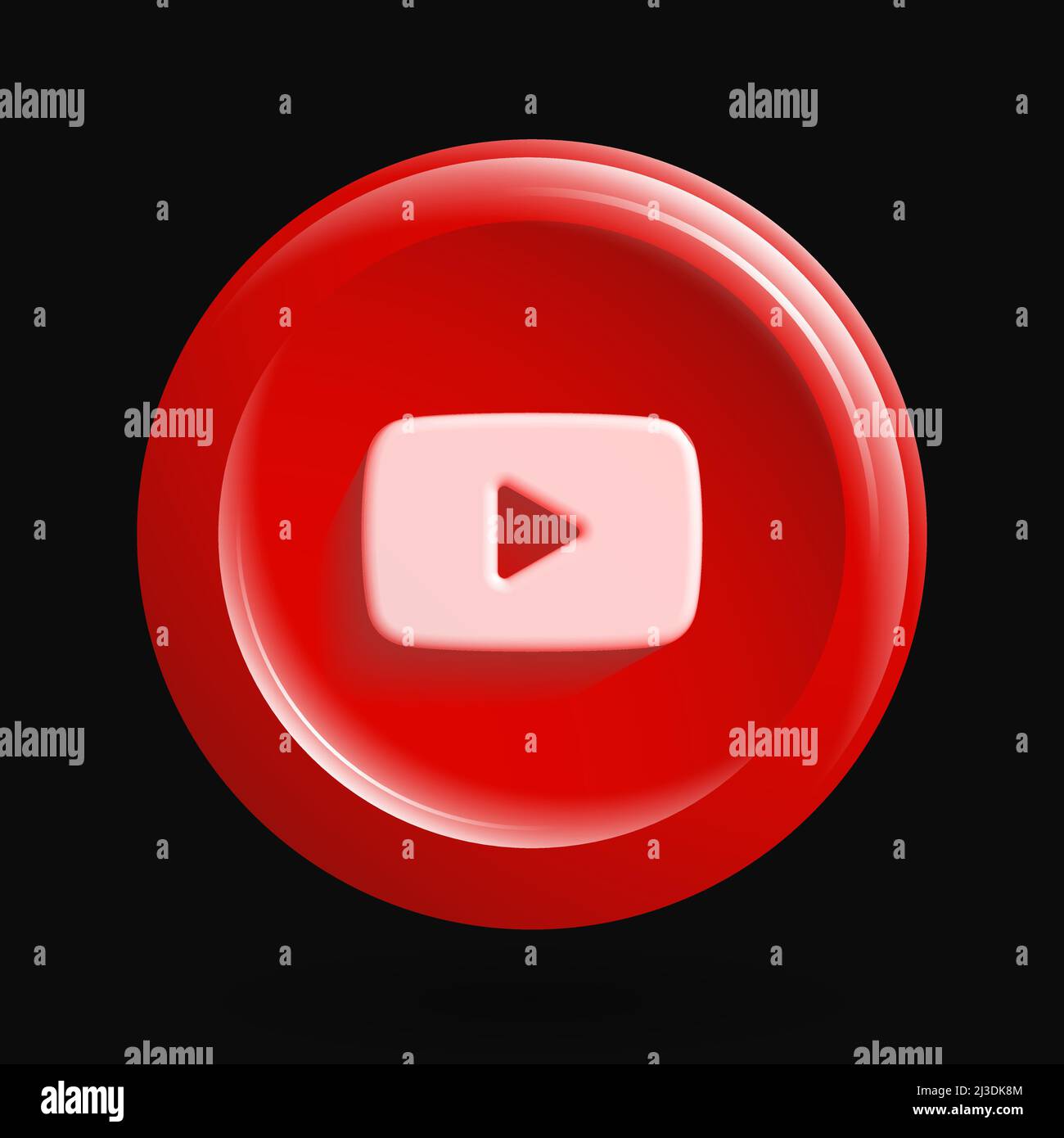 Red Video Platform Icon. Isolated 3D Play Button. Vector illustration Stock Vector