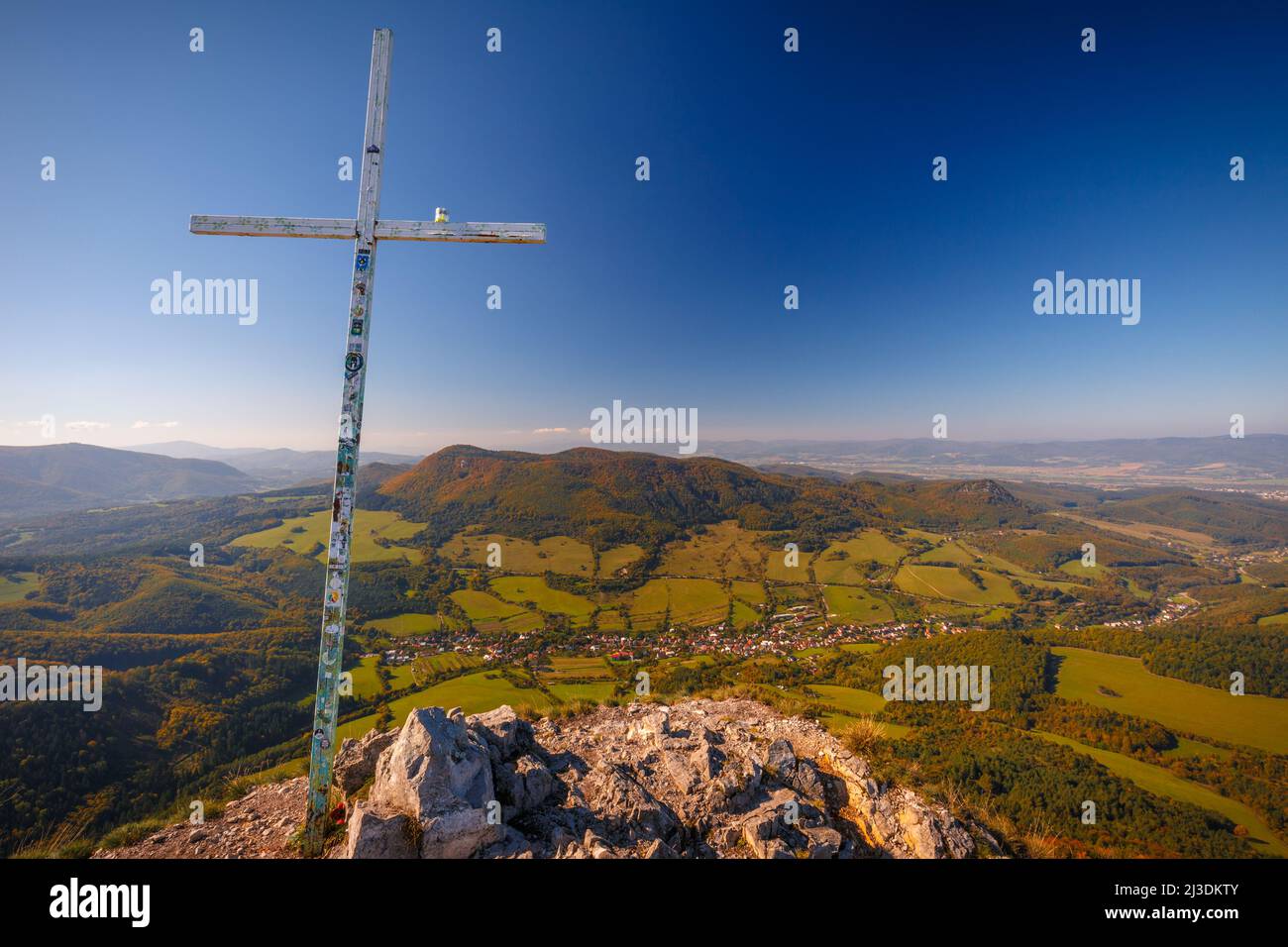 View from the top of The Vapec hill in The Strazov Mountains in northwestern Slovakia at autumn, Europe. Stock Photo
