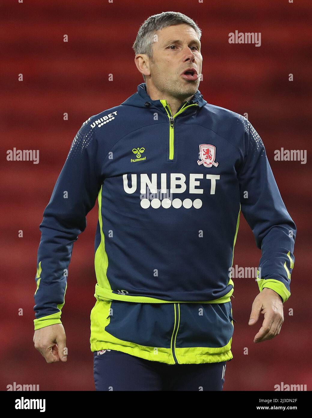 MIDDLESBROUGH, UK. APR 6TH Middlesbrough's goal keeping coach Ian Bennett during the Sky Bet Championship match between Middlesbrough and Fulham at the Riverside Stadium, Middlesbrough on Wednesday 6th April 2022. (Credit: Mark Fletcher | MI News) Credit: MI News & Sport /Alamy Live News Stock Photo