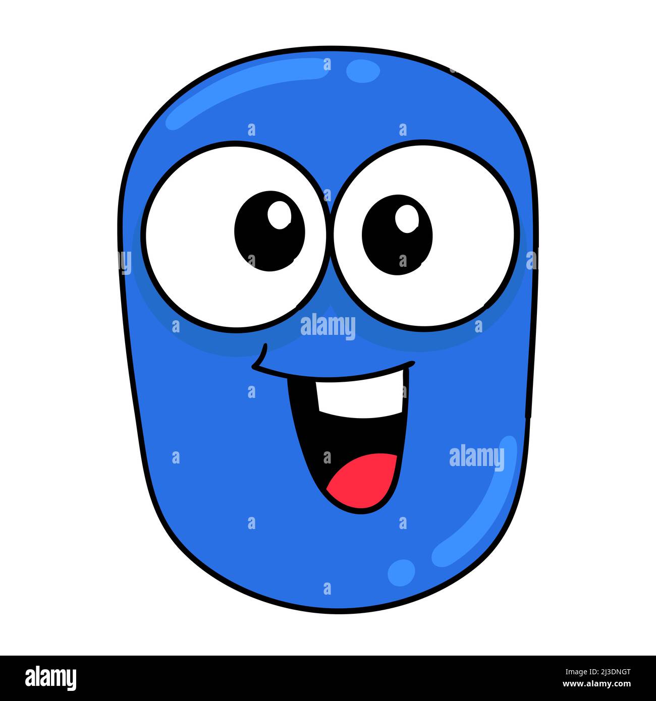 blue oval faced monster head laughing Stock Vector