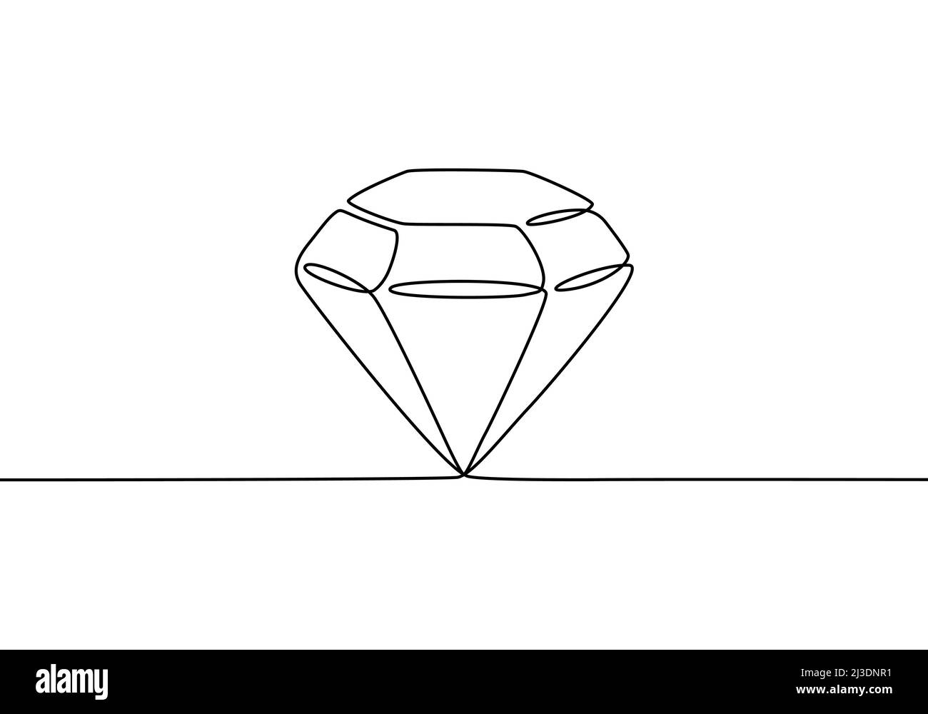 Diamond one line drawing. Gem symbol continuous line illustration isolated on white background. Stock Vector