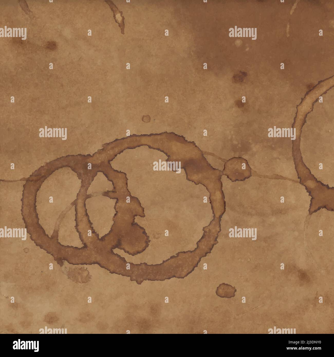 Vintage old paper texture background, scrapbooking craft page as vector illustration, parchment with coffee cup stains. Stock Vector