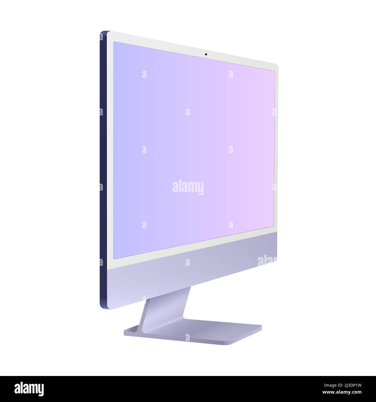 Personal Computer 2021 Mockup. Right side Diagonal view on the Model. Portable Desktop. White Monitor. Vector illustration Stock Vector