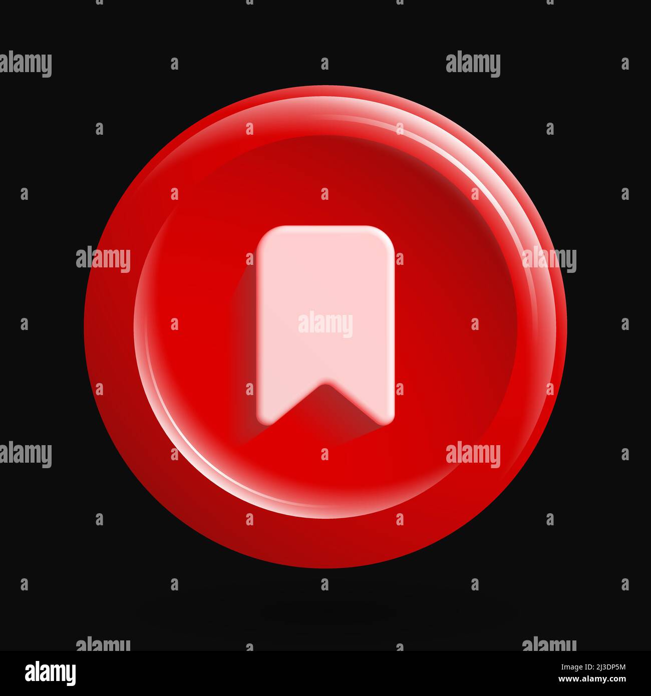 Bookmark Icon Red Isolated 3d Object Favorites Button Vector