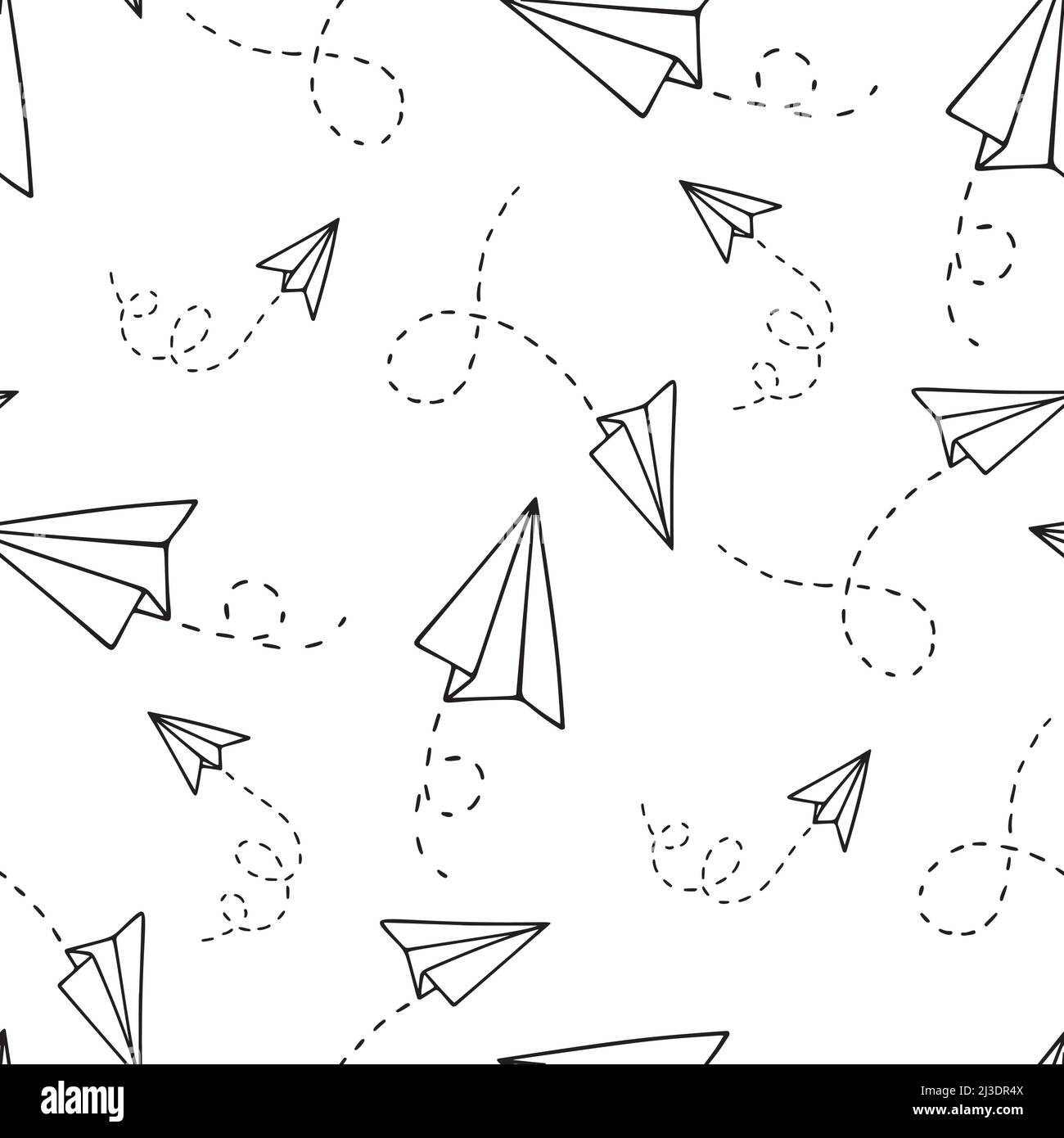Seamless pattern with a paper airplane. Hand drawn Doodle vector ...