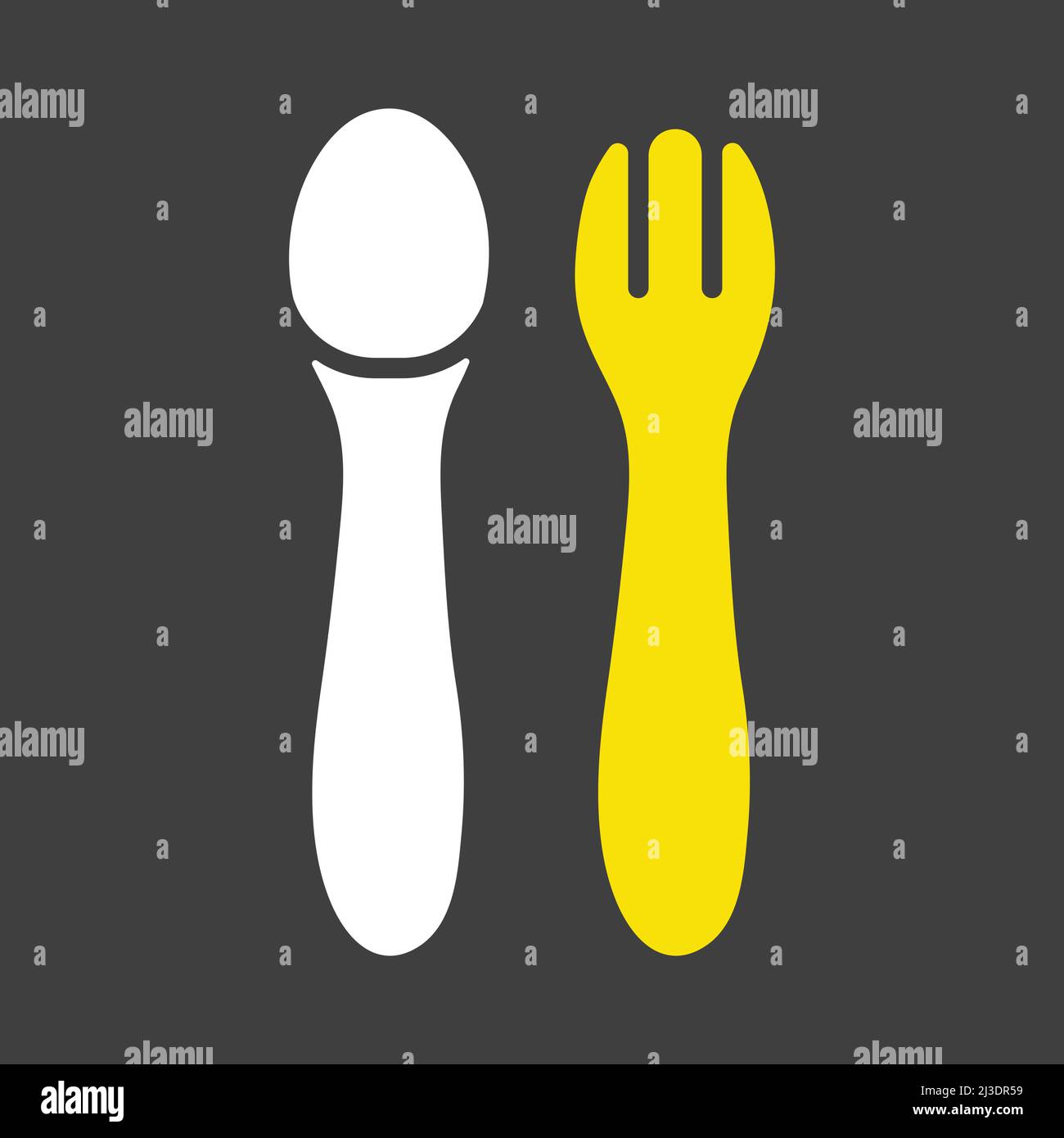 Spoon and fork for baby vector glyph icon. Graph symbol for children ...