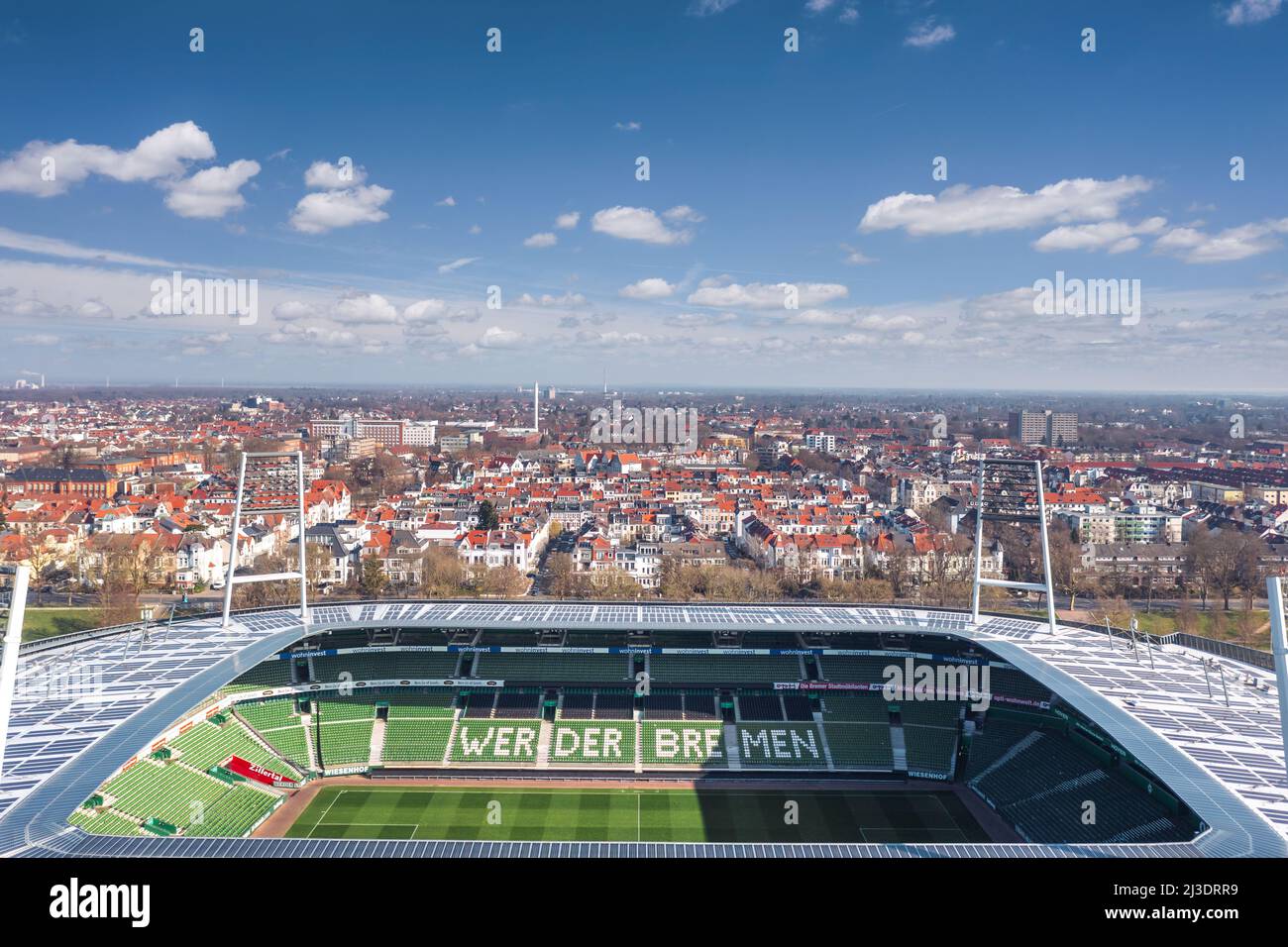 Aerial view over Weserstadion, SV Werder Bremen home stadium Stock Photo