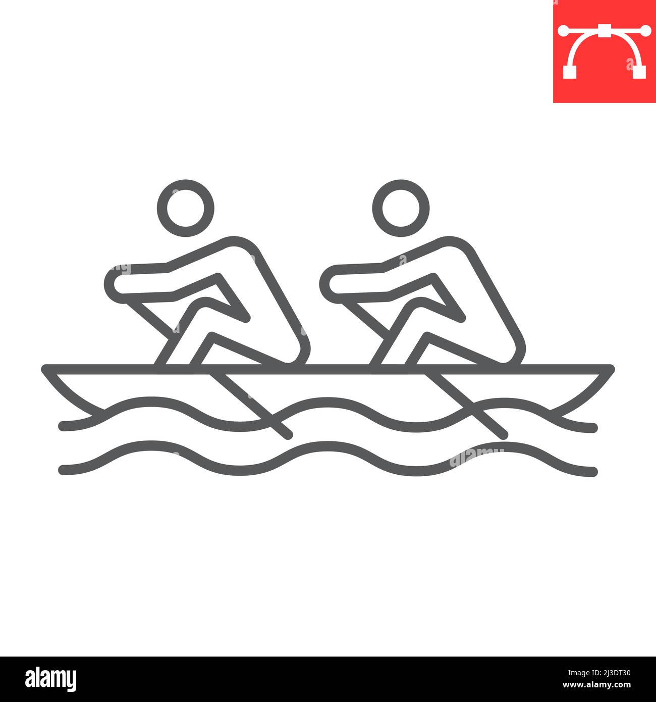 Rowing sport line icon Stock Vector