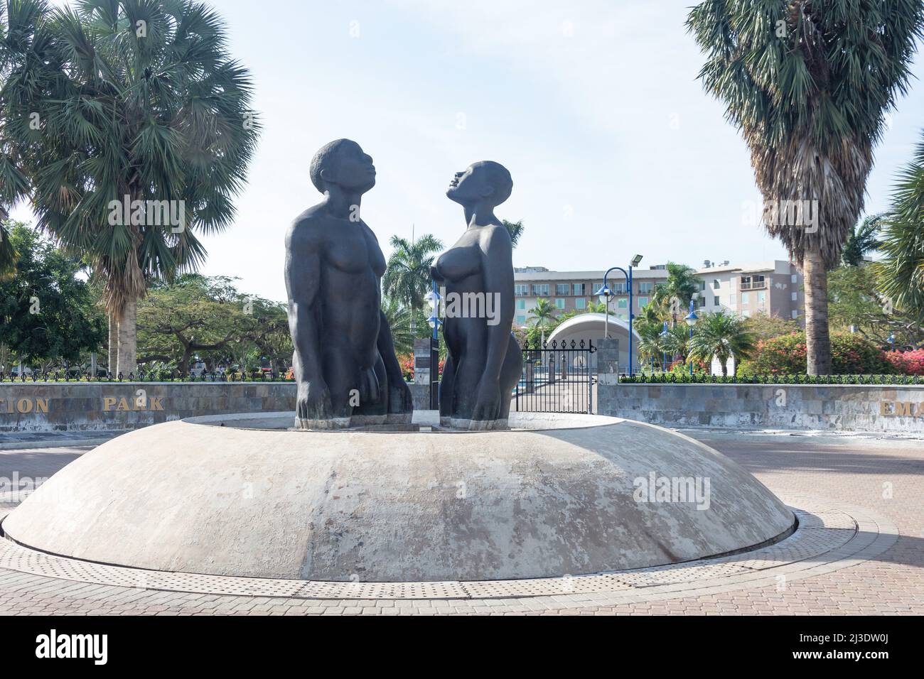 Emancipation Song statue, Emancipation Park, Kingston, Jamaica, Greater Antilles, Caribbean Stock Photo