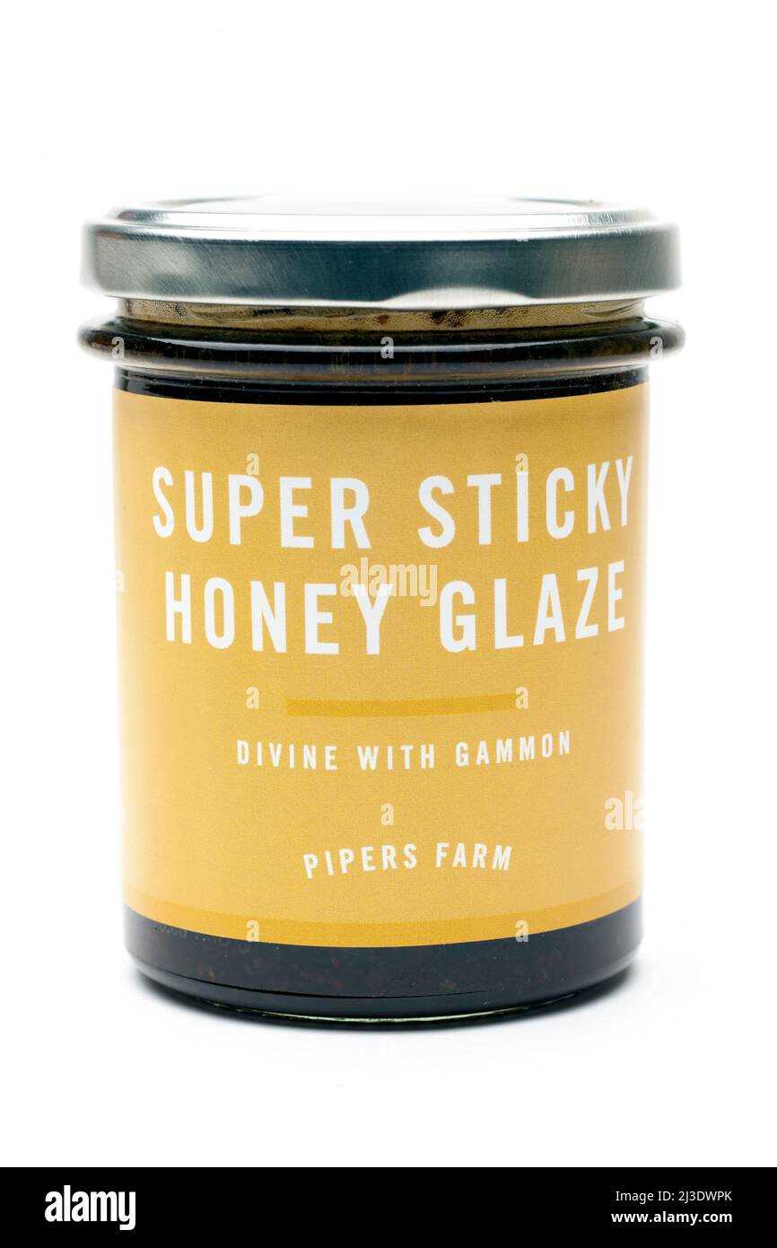 Jar of Pipers Farm Super Sticky Honey Glaze Stock Photo