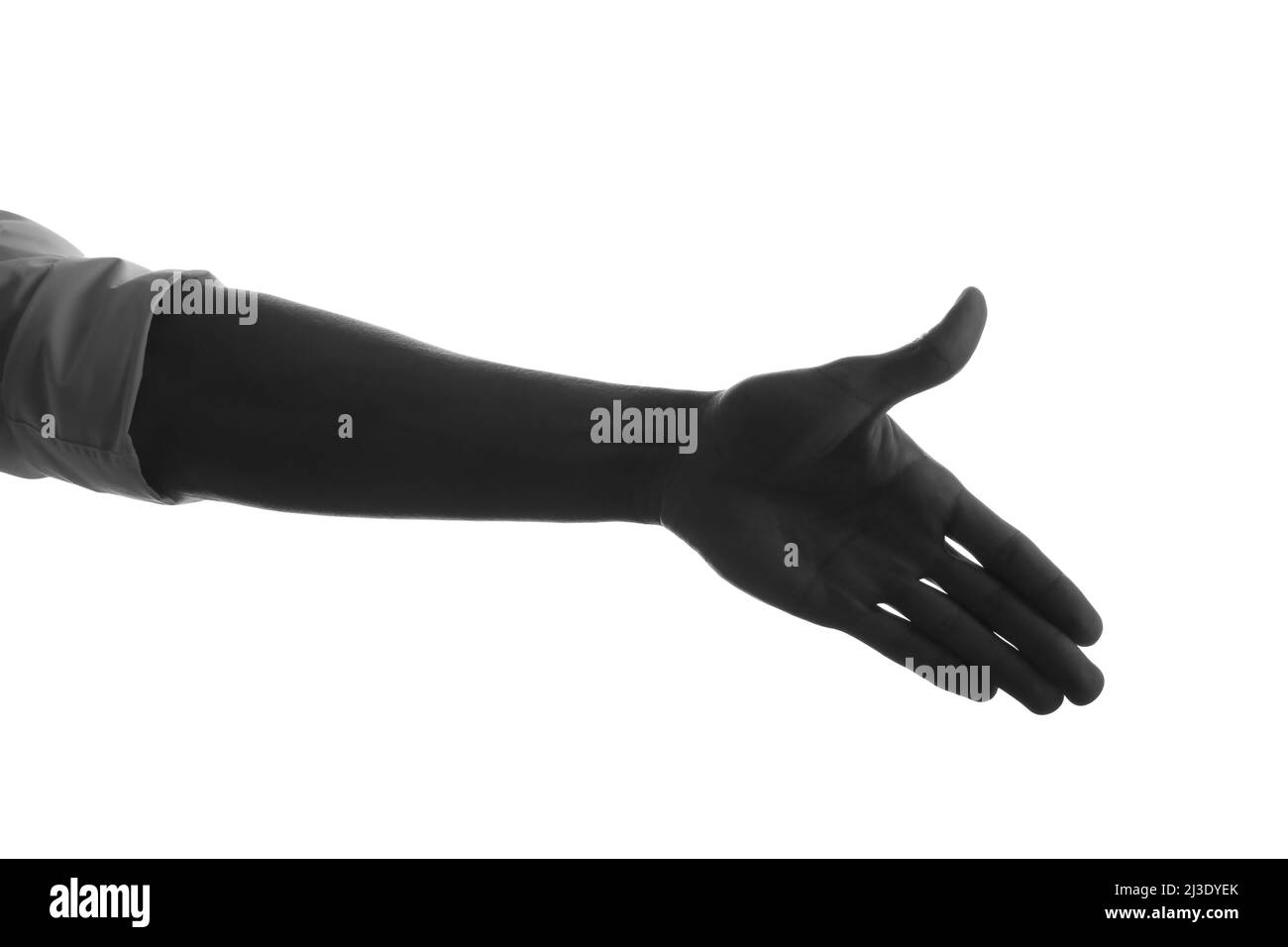 Silhouette of male hand on white background Stock Photo - Alamy