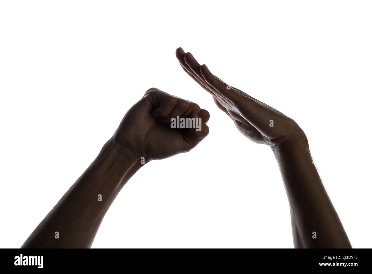 Silhouette of male hands isolated on white Stock Photo - Alamy
