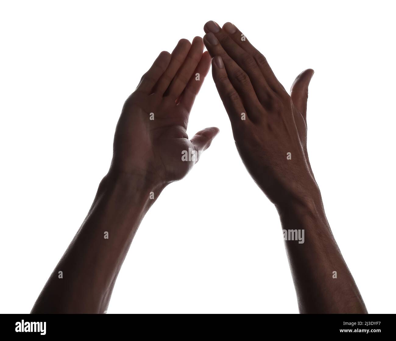 Silhouette of male hands isolated on white Stock Photo - Alamy