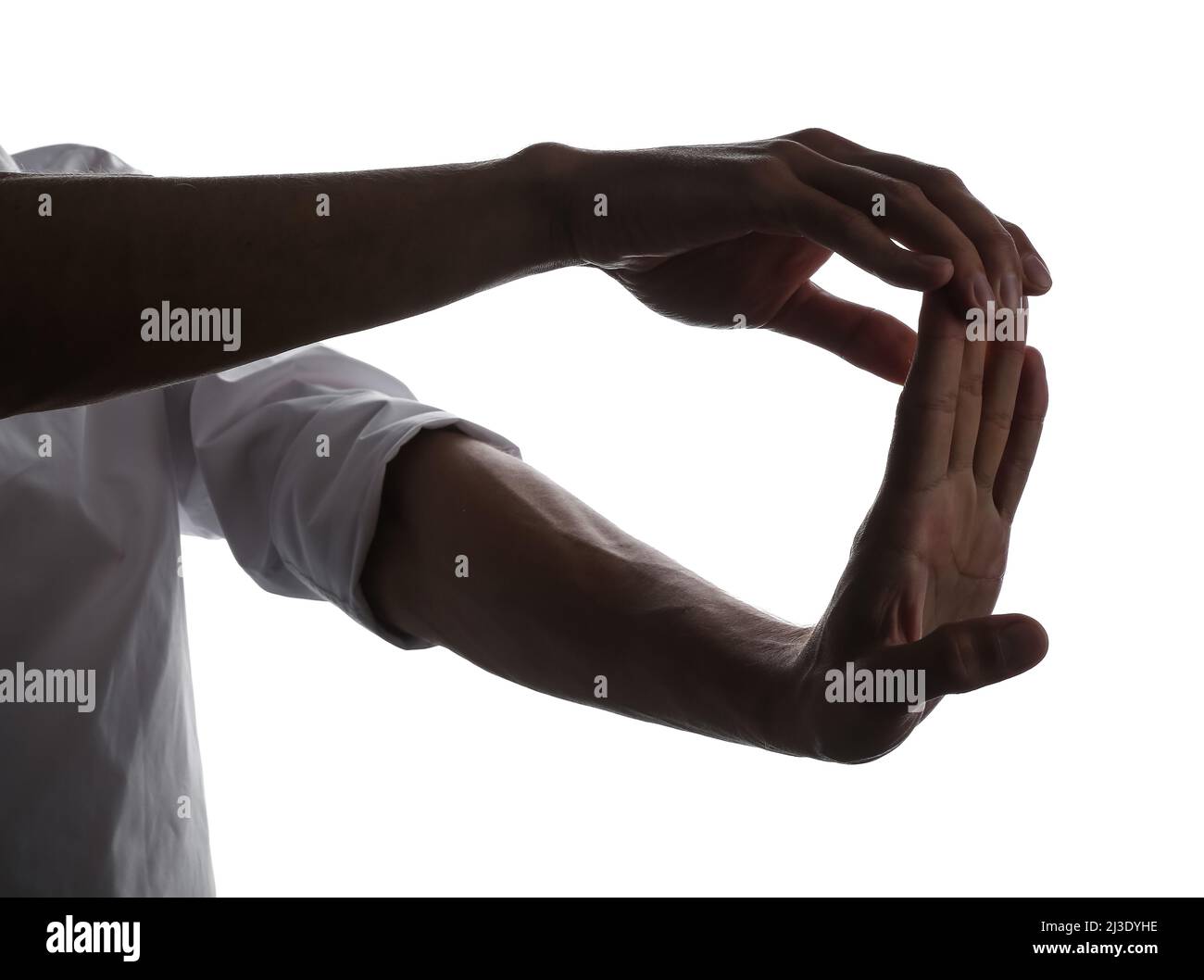 Silhouette of male hands isolated on white Stock Photo - Alamy