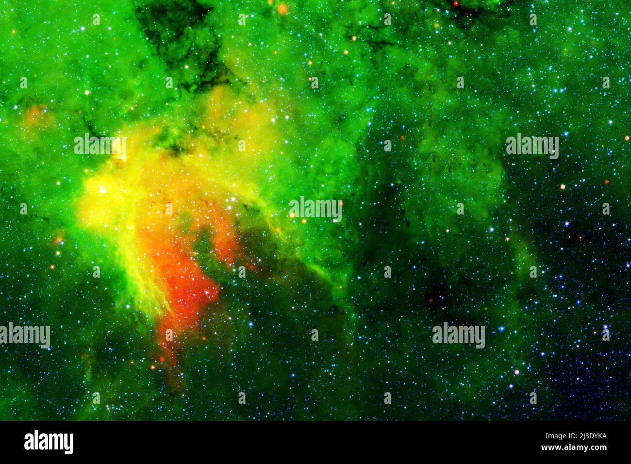 Beautiful space nebula of green color. Elements of this image were