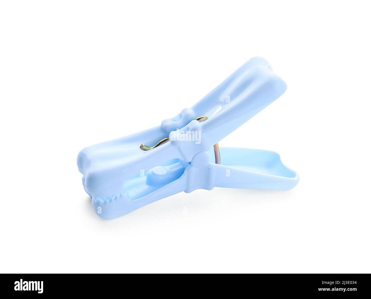 Plastic clothes pin on white background Stock Photo Alamy