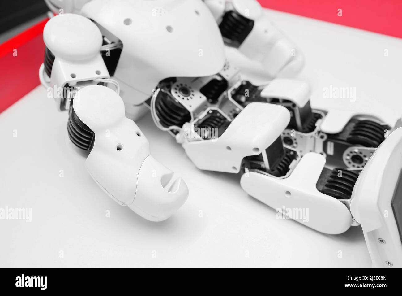 Futuristic humanoid robot at exhibition Stock Photo