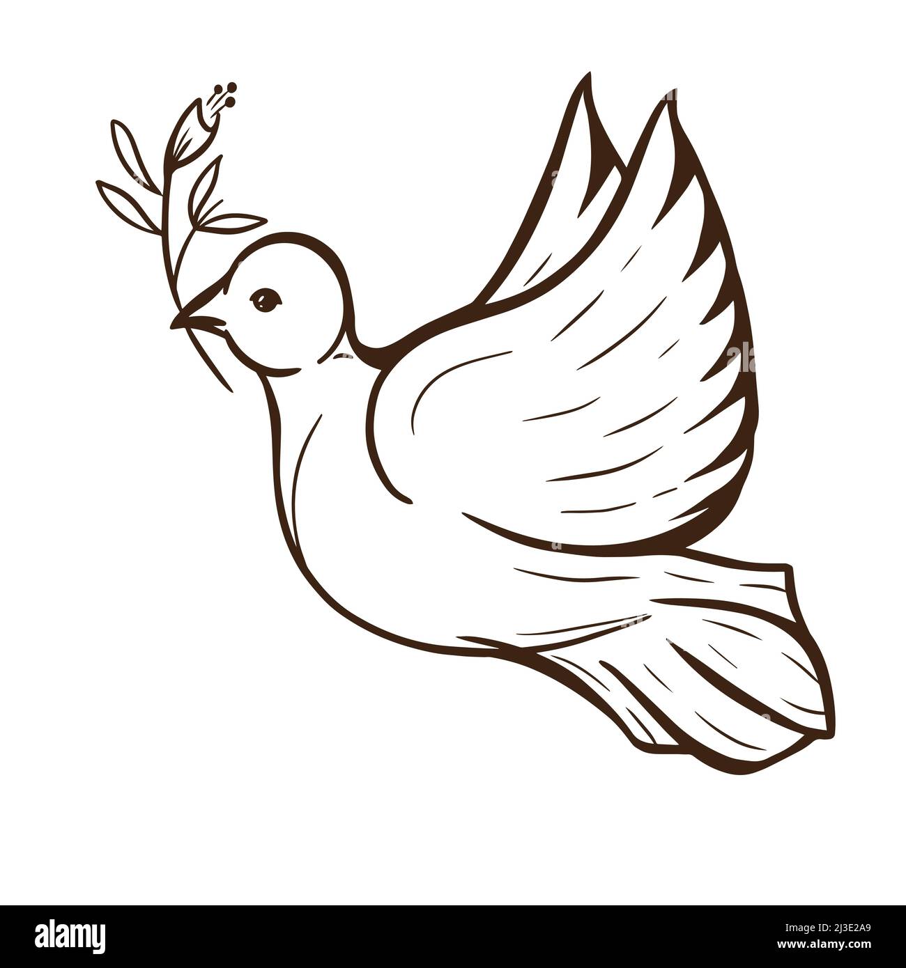 White Pigeon holding a small twig. Stock Vector