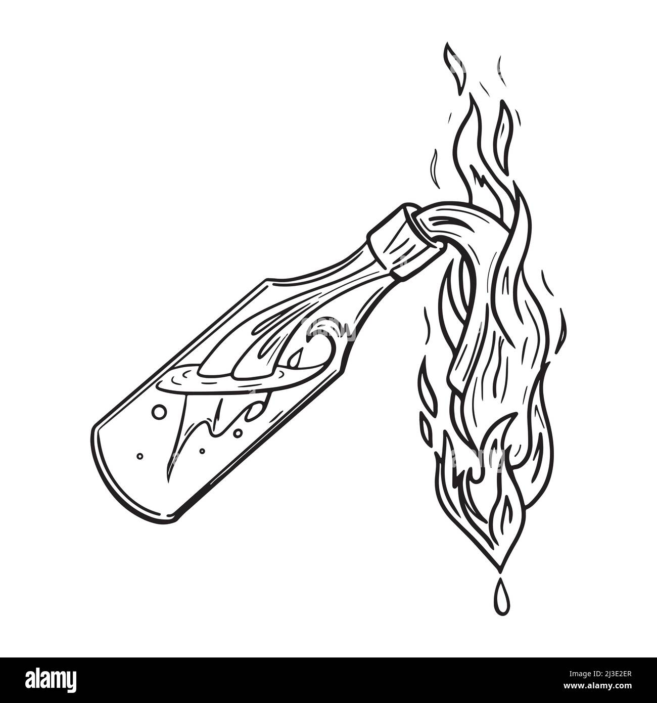Bottle of Cocktail Molotov. Symbol of Ukrainian Resistance against Russian Aggression Stock Vector