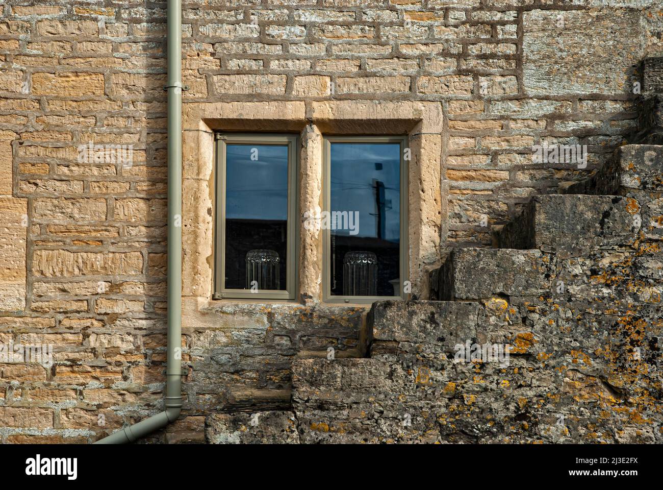 Window of old country house wall with stone staircase Stock Photo - Alamy