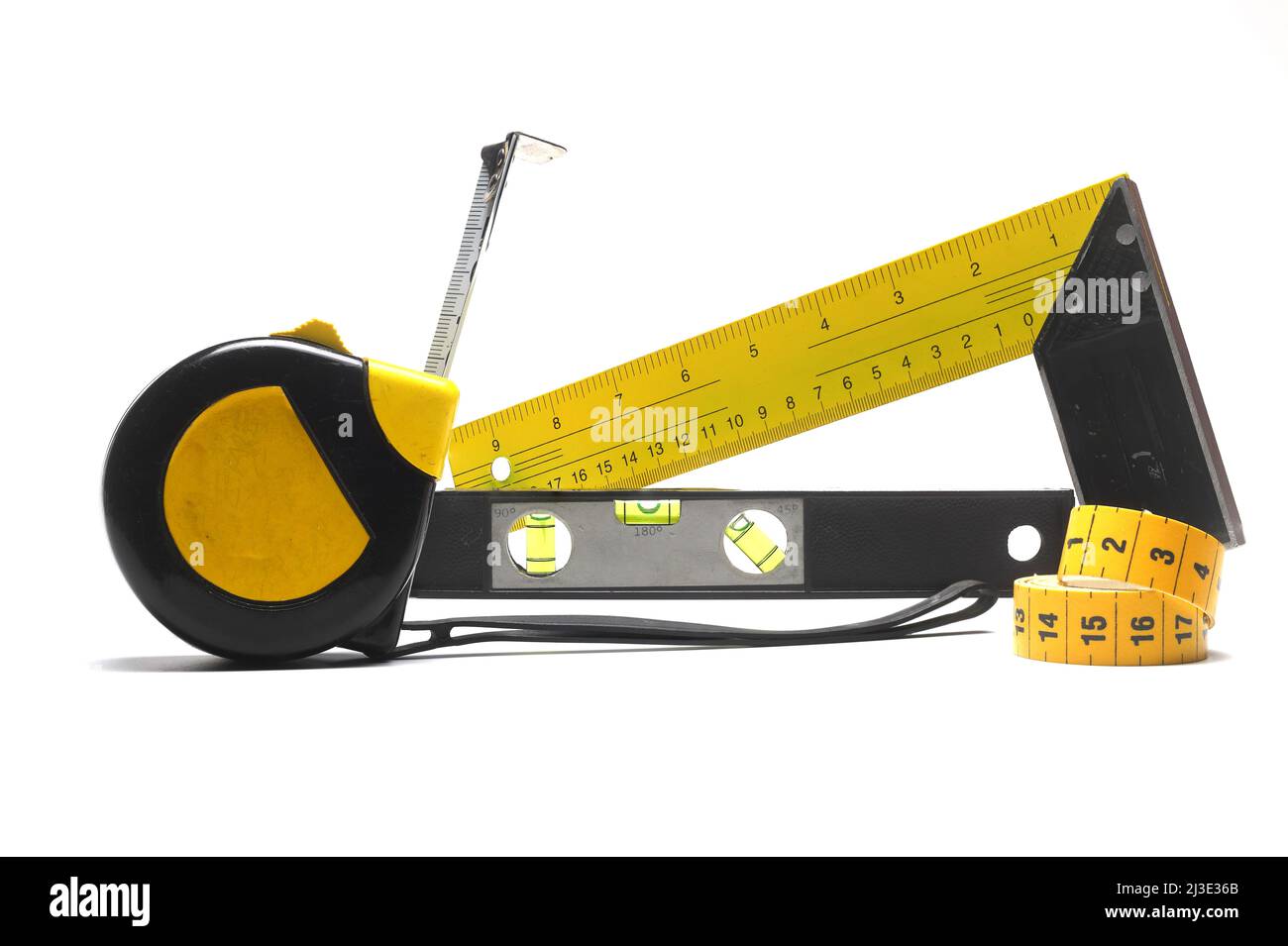 Yellow Measuring tape for tool roulette or ruler. Tape measure template