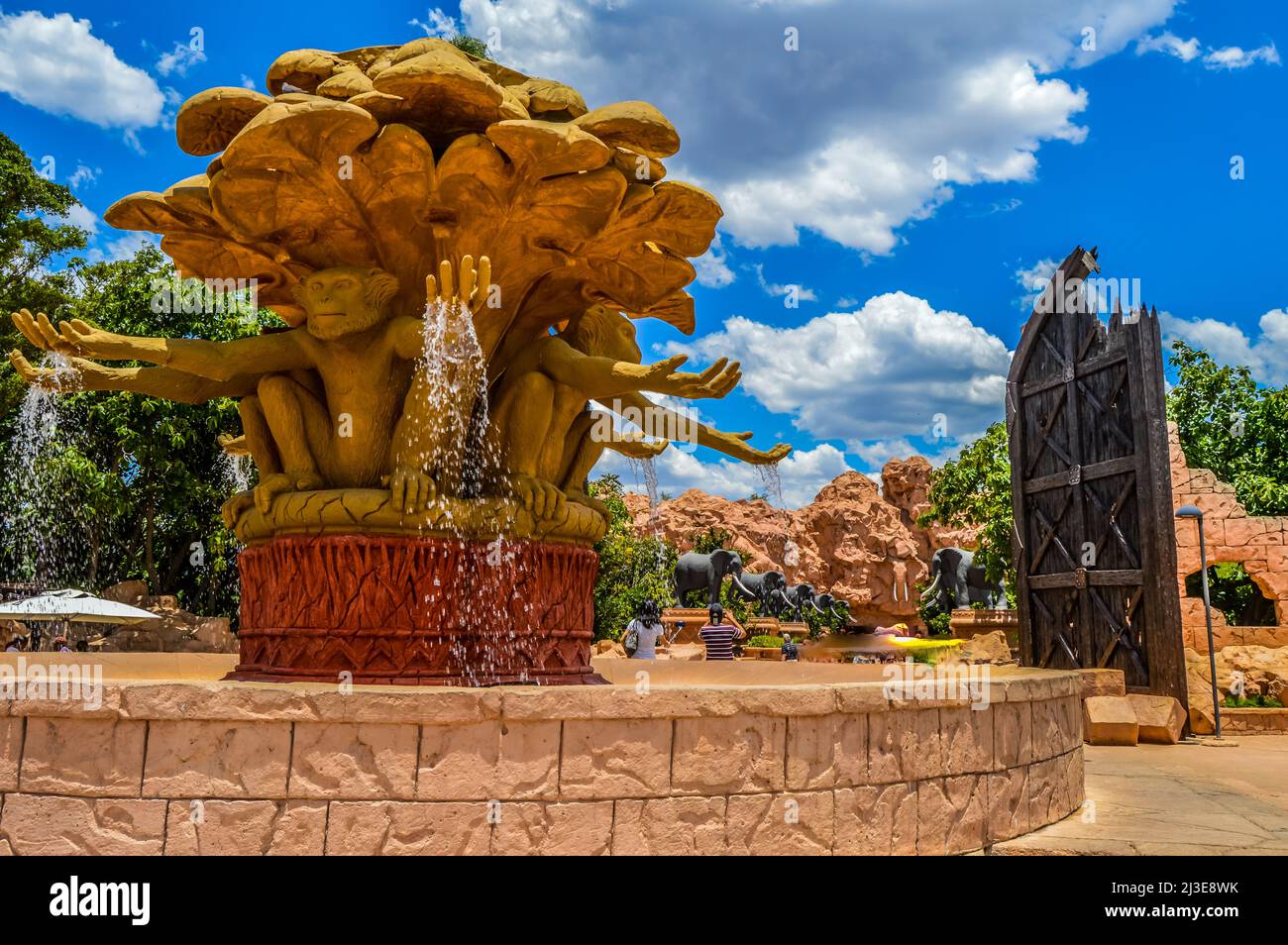 Entrance of The Palace / Lost City /Sun City with stone statues under ...