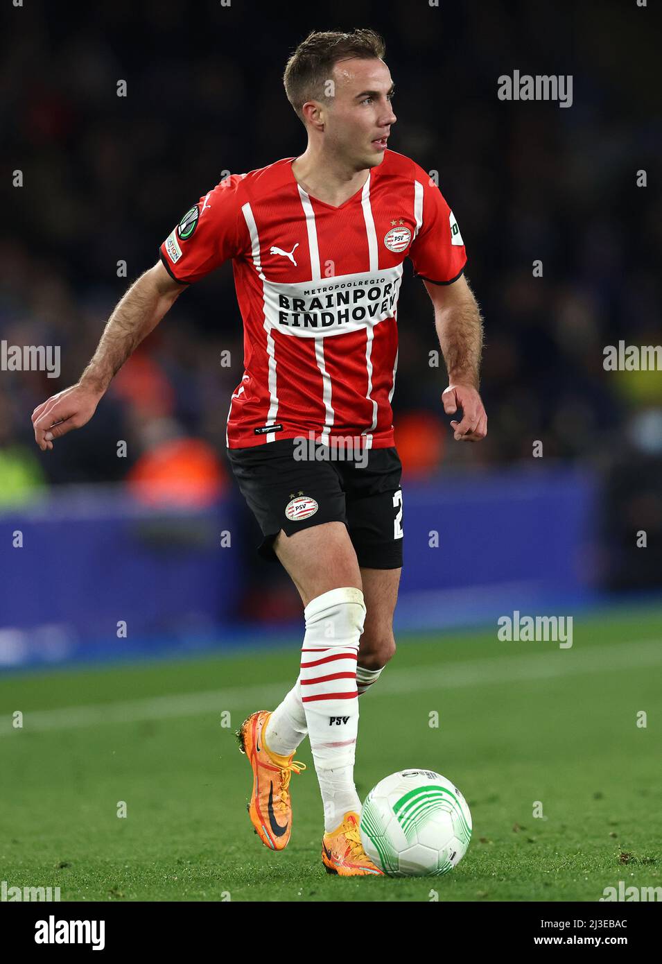 Leicester, England, 7th April 2022.  Mario Gotze of PSV Eindhoven during the UEFA Europa Conference League match at the King Power Stadium, Leicester. Picture credit should read: Darren Staples / Sportimage Stock Photo