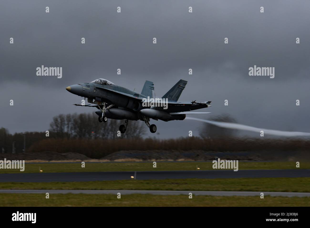 A Royal Canadian air force CF-18 Hornet takes off during Frisian Flag ...