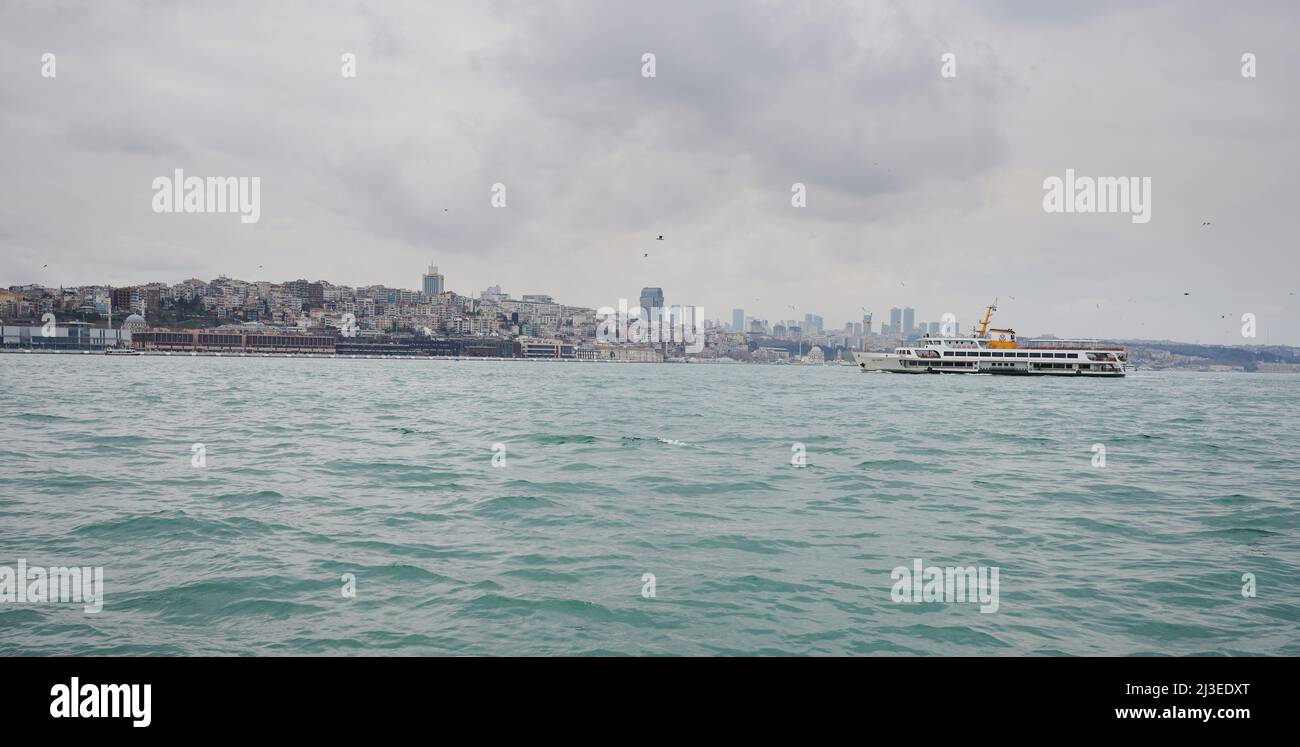 Panorama of Bosphorus bay in Istanbul cityscape Stock Photo