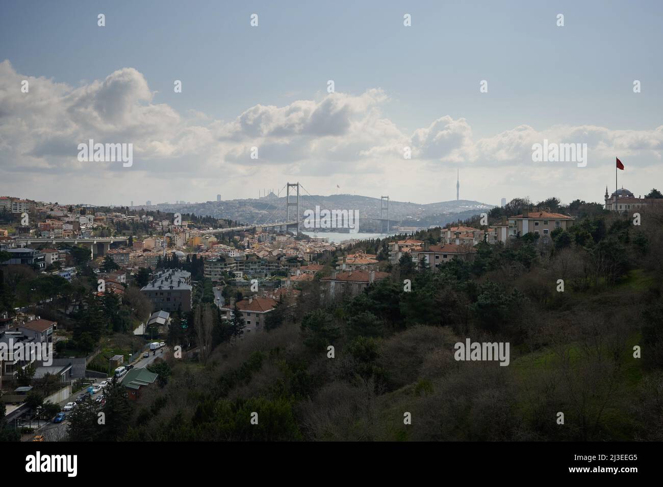 Istanbul travel theme background. Cityscape of turkey town Stock Photo