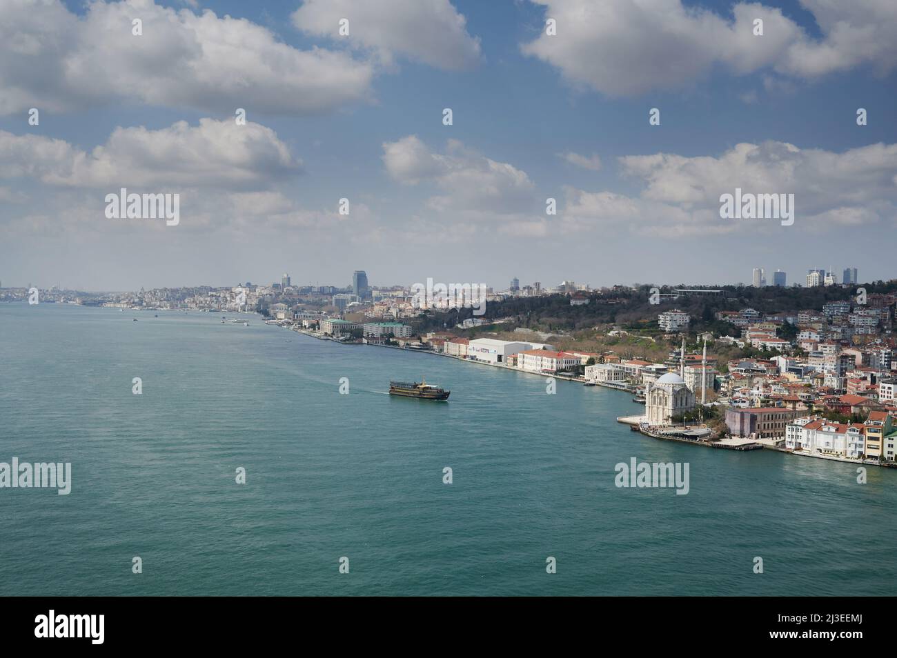Istanbul shore in center of city aerial above drone view Stock Photo