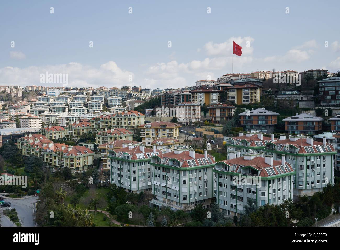 Downtown panorama of istanbul city on bright sunny day Stock Photo
